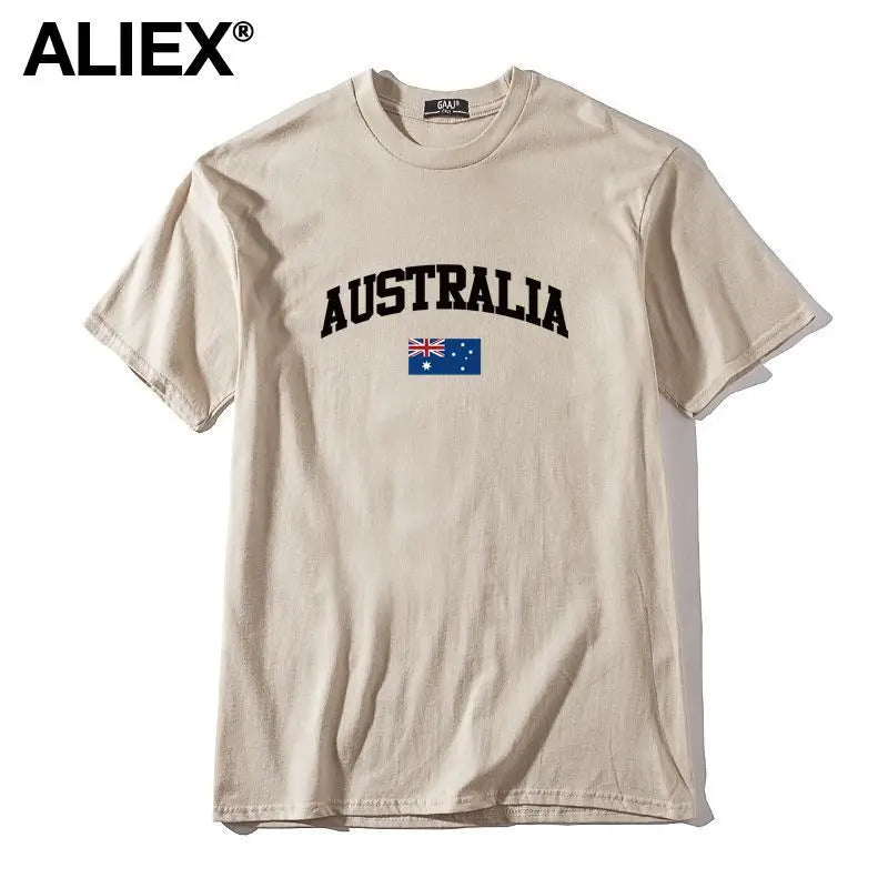 100 Cotton ALIEX Australia Flag T Shirt Men T Shirts Homme T-shirts For Man Top Top Tee 3XL Clothing Funny Tshirt Brand  UTSDA#