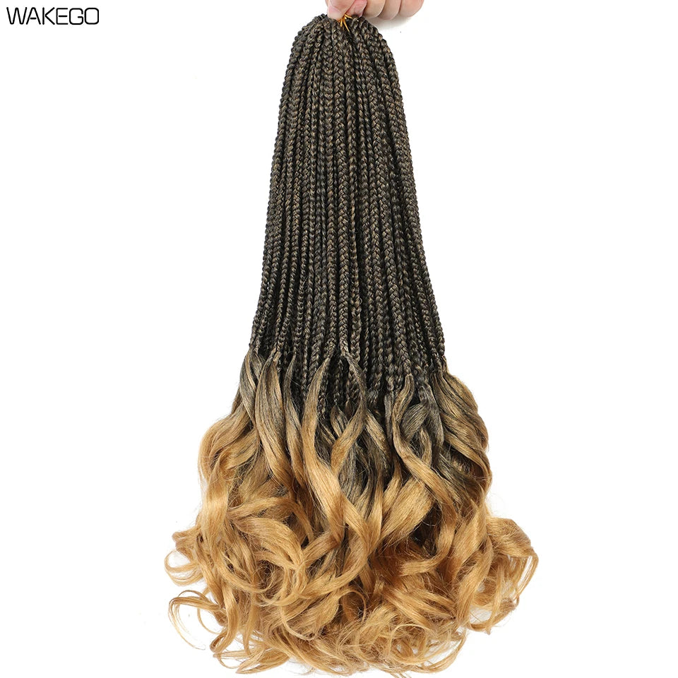 24 18 14 Inches French Curly Crochet Braids New Goddess Box Braids Bouncy French Curl Braid Hair Crochet Synthetic Braiding Hair