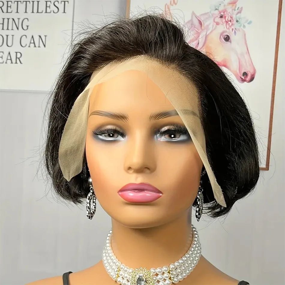 Short Pixie Cut Wigs Straight Lace Front Human Hair Wigs Glueless Wig Short Bob Wigs For Women Natural Color Cheap Wig On Sale