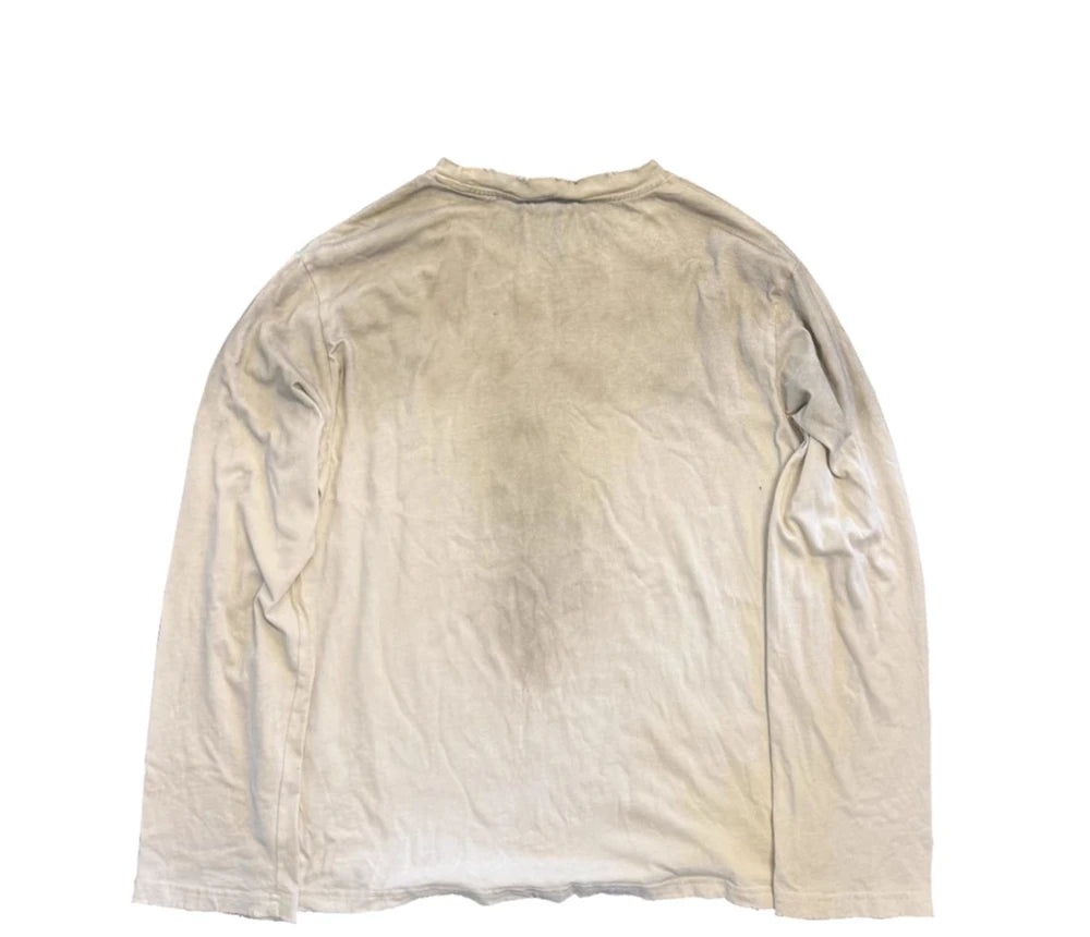 Vintage Washed Long Sleeves T-Shirt Summer Graffiti Printed Destroyed Dirty T Shirt Hip Hop Streetwear Cotton Tops Tees