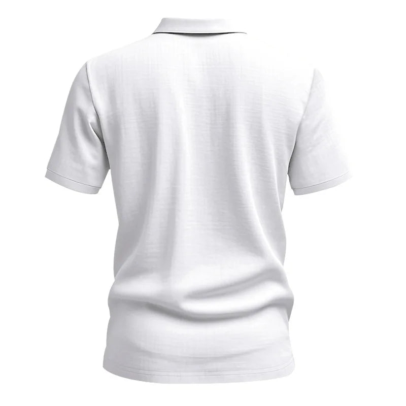 2025Summer New Men's Shirt British Style Loose Trendy Breathable Linen Casual Polo Collar Series POLO Shirt Short Sleeve