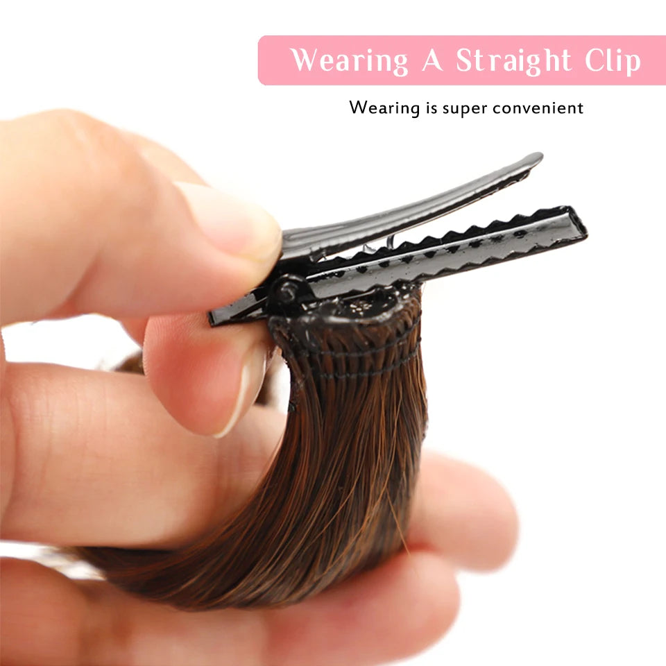 OLACARE Girl Children's Fake Hair Bun Bangs Wig with Clip Hairband Bangs Chignons Daily Wear Cosplay Hairpieces Accessories