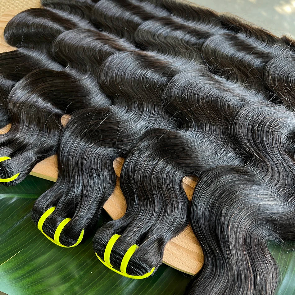Body Wave Bundles 100% Unprocessed Raw Vietnamese Human Hair Wavy Curly Hair Weave Extensions Natural Black Color For Women