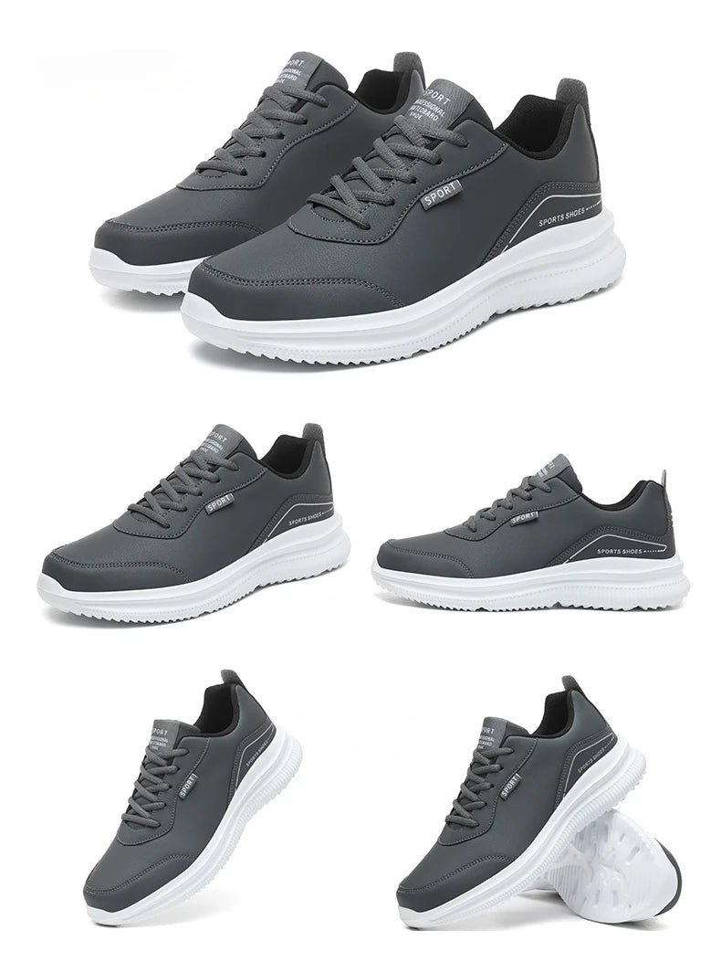 Men Running Shoes Leather Waterproof Anti Slip Sneakers Men Wear-resistant Men Walking Sport Shoes Comfortable Men's Shoes