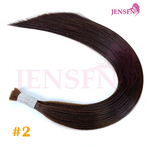 JENSFN  Bulk Hair Extensions Human Hair Straight  16"-26" Inch 50g/Strand  #613 60  Brown Blonde Color Hair Salon Supplies