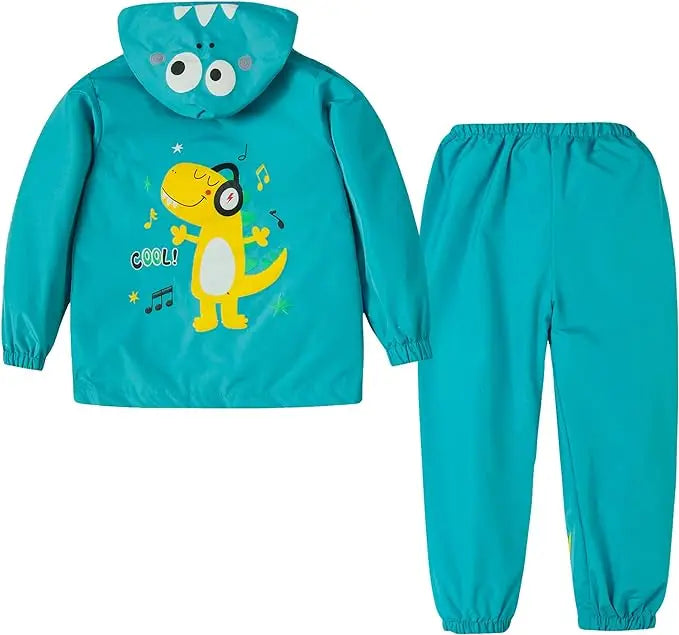 Spring Unicorn Waterproof Clothes Long Sleeve Boy Girls Outfits Hoodie Coat+Pants Sets Raincoat Children Clothing 2 4 6 Years