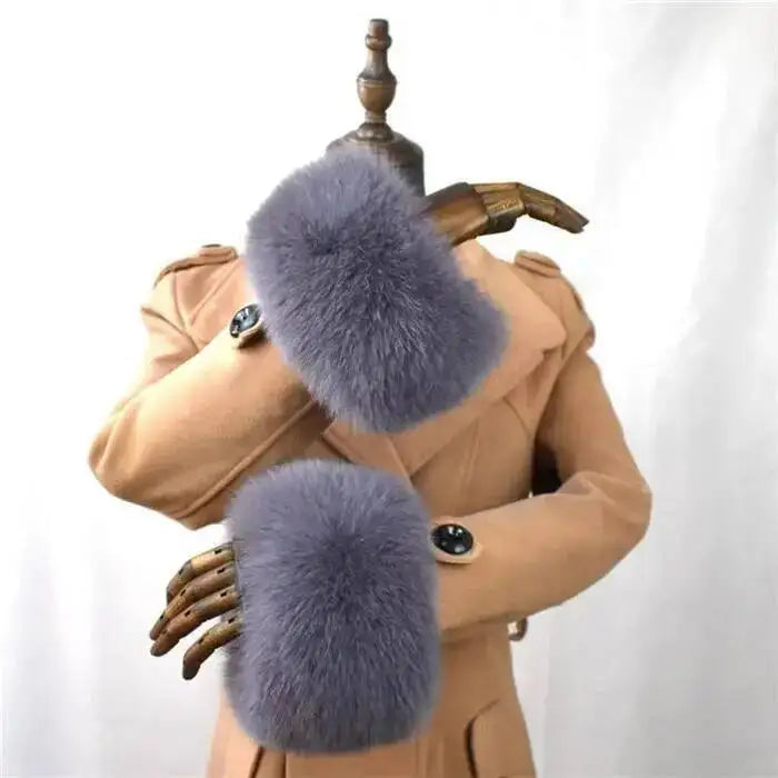 100% Real Fox Fur Cuffs Winter Natural Warm Oversized Arm Warmmer Wristband High Quality Coat Jacket Sleeve Fashion Luxury Cuffs