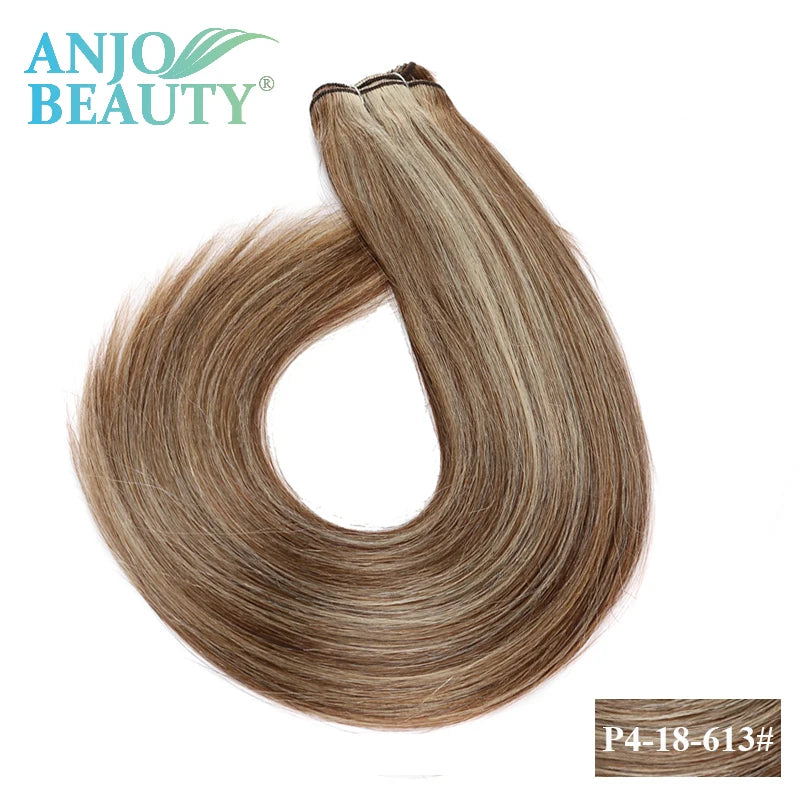 Straight Human Hair Weaves Bundles Brazilian Remy Human Hair Sew In Weft Extensions Straight Blonde 100g 16"-28" Natural Hair