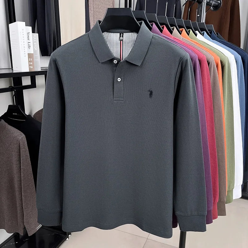 Fashion autumn and winter new item Paul brand embroidered polo shirt mens brand business casual comfortable long sleeved T-shirt