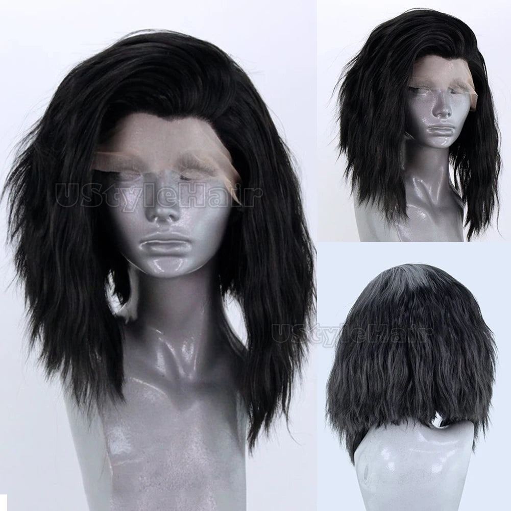 Pink Short Curly Wig 13x4 Lace Front Wigs for Women Bob Wave Synthetic Hair Natural Hairline Glueless Daily Wear Cosplay Wigs