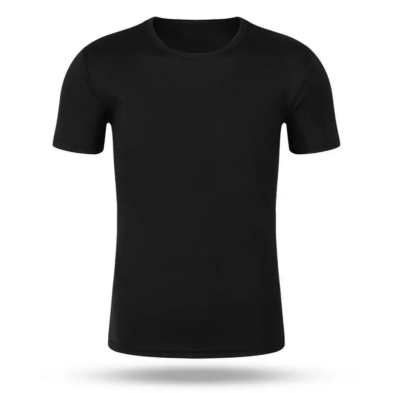 Round Neck T-Shirt 1 Piece Black Ultra-Light Men Quick Drying Breathable Sweat-Absorbent Shirt Suitable for Fitness Gym and Ru
