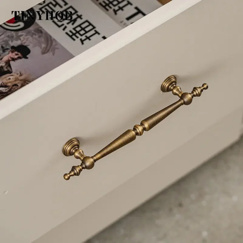 European  Vintage Bronze / Vertical lines Solid Brass Drawer Knobs T bar Handle Bedroom Pulls Kitchen Cabinet Door Handle Pull