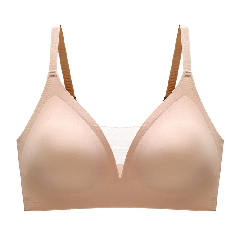 New Latex Seamless Underwear Women No Steel Ring Lace tube top Gathered Sports Pure Color Bra Breastfeeding Anti-sagging Bra