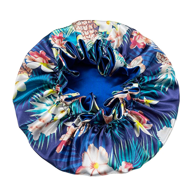 New Solid Women Satin Bonnet Fashion Stain Silky Big Bonnet for Lady Sleep Cap Headwrap Hat Hair Wrap Accessories Wholesale