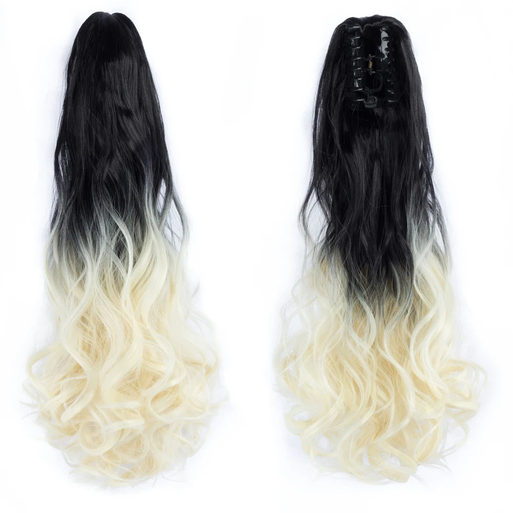 Curly Ponytail Extension Claw Clip in 24" Ponytail Hair Extension Synthetic Wavy Ponytail Extension Fluffy Natural Hairpieces