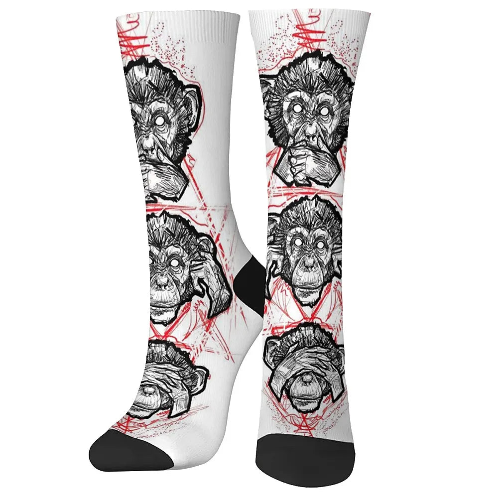 New and interesting men's socks, retro fun art gorilla, street hip-hop style, comfortable and breathable, outdoor leisure sports