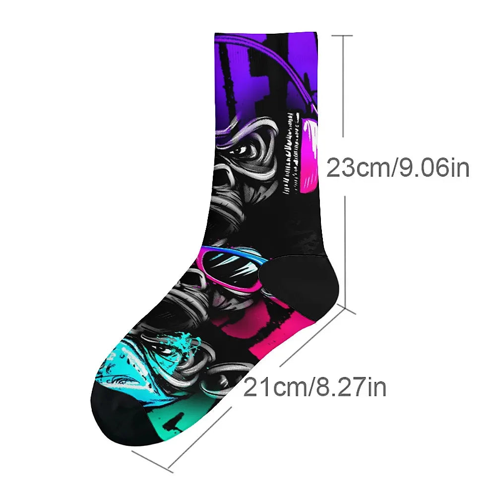 New and interesting men's socks, retro fun art gorilla, street hip-hop style, comfortable and breathable, outdoor leisure sports