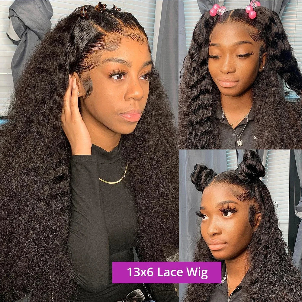 High Density 200% 40Inch Deep Wave 13x6 13x4 Lace Front Human Hair Wig Curly 360 Full Lace Frontal Wig Human Hair For Women