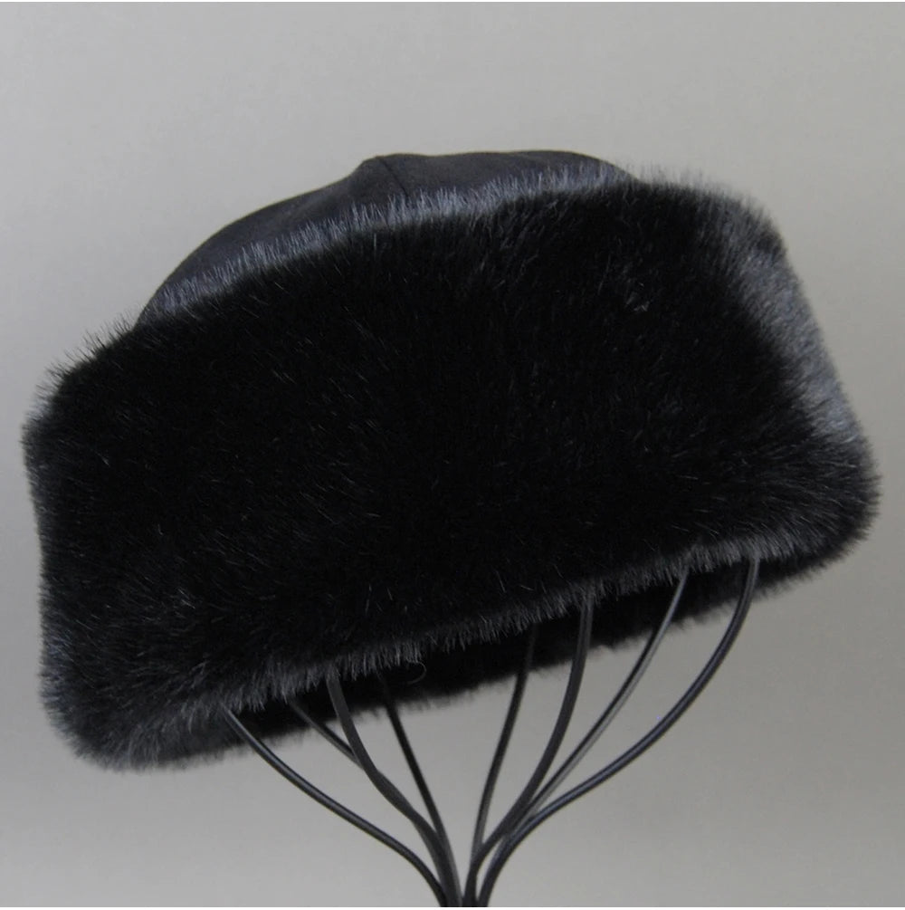 Hot Sale Faux Mink Fur Hat Winter Genuine Baseball Cap Russia Fashion Elegant Lady Warm Faux Fur Ball Straw Hat