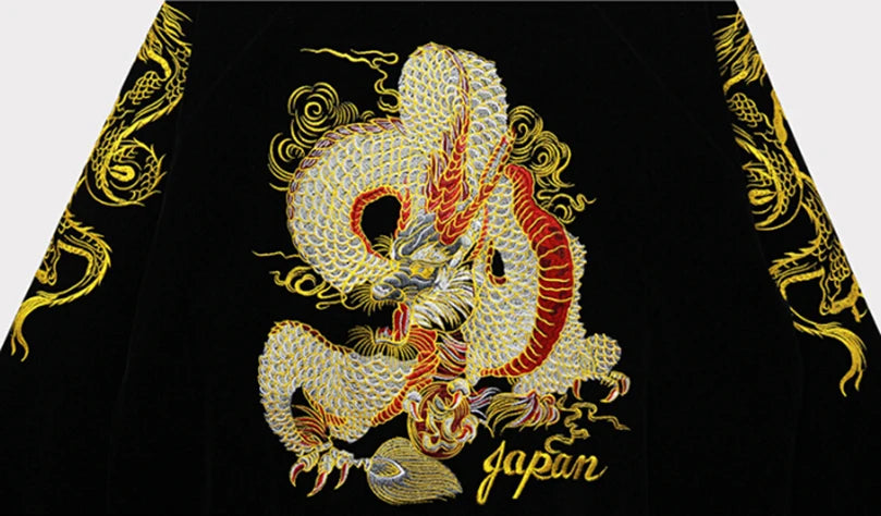 Unisex Spring Autumn Velveteen Baseball Jacket Men Women Luxury Sukajan Dragon Embroidery Bomber Coat Japanese 2026 Z1