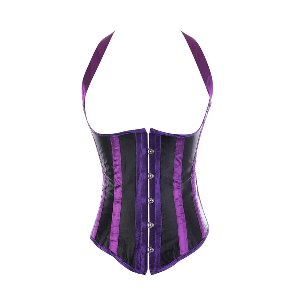 Lady Vest Corsets for Women Satin Halter Tops Straps Underbust Corset Bodyshaper Steampunk Corset Bustier Sexy Cupless Lingerie