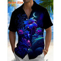 Dreamy Village Pattern Lapel Shirt For Men Flower Bird Boat 3D Printed Hawaiian Shirts Fashion Short Sleeve Tops Button Blouse