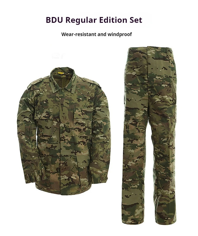 Desert & Jungle Outdoor Camouflage Uniform Tactical Uniform Combat Hunting Suit BDU Training Jacket and Pant