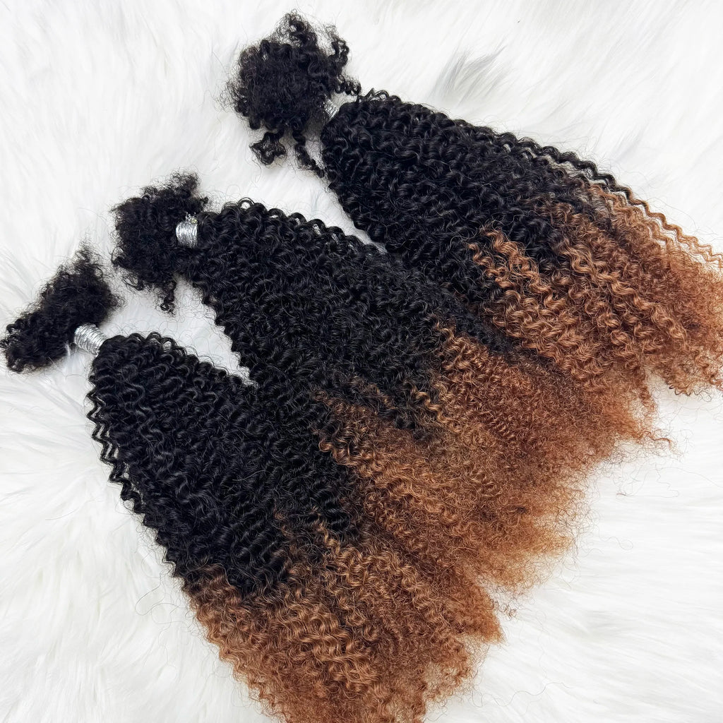T1B/30 Afro Kinky Curly Human Hair Bulk 30g/Pack 100% Human Hair Soft 4C Afro Kinky Bulk Human Hair for Locs Extensions