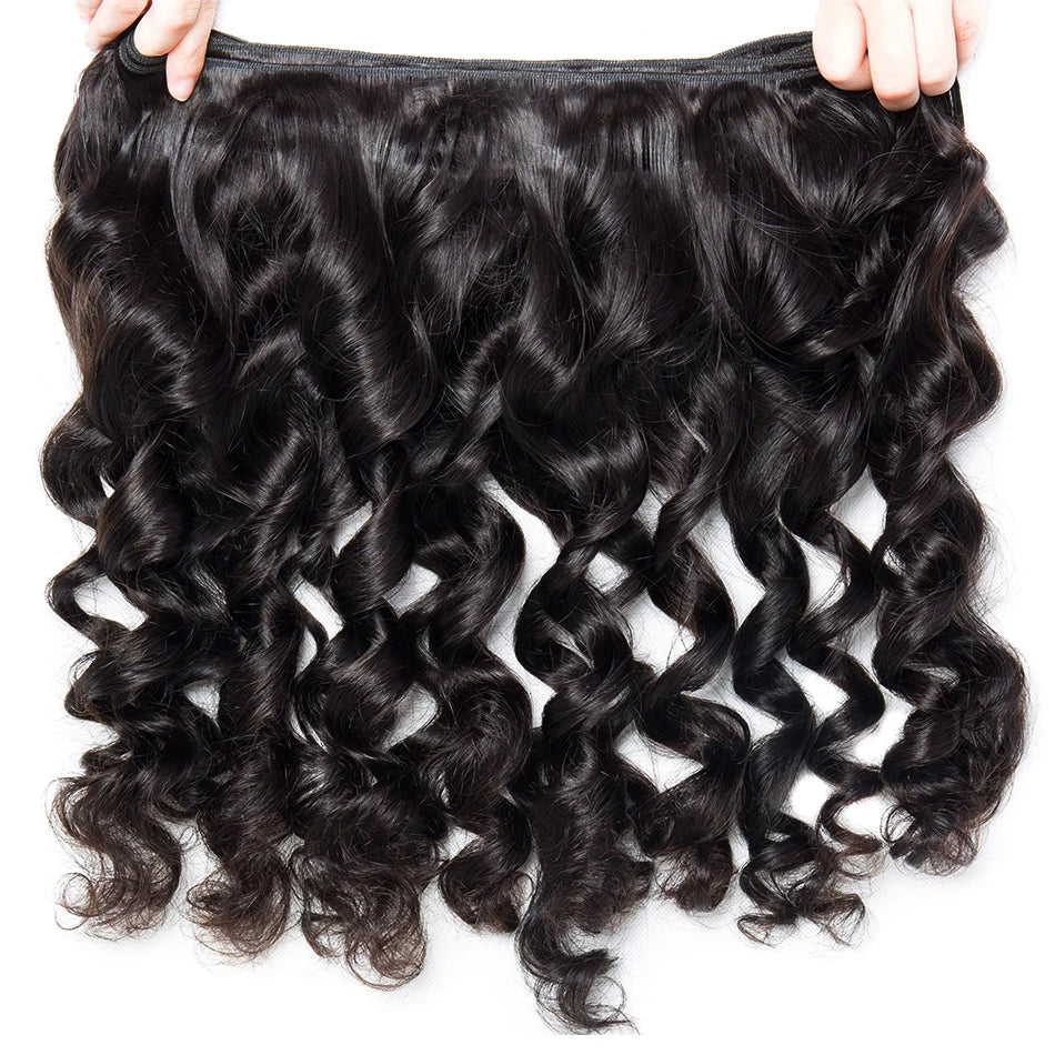 15A Peruvian Raw Virgin Hair Unprocessed Human Hair Bundles With Closure 4X4 Loose Wave Bundles And Closure Natural Black Color