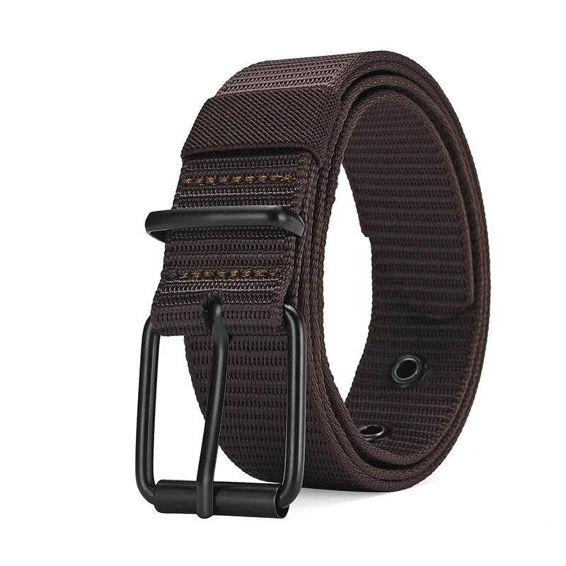 1pc Men's Belt Porous Canvas Metal Pin Buckle Belt Outdoor Sports Belt Women's Fashion Eyelet Belt With Jeans Belt For Men Women