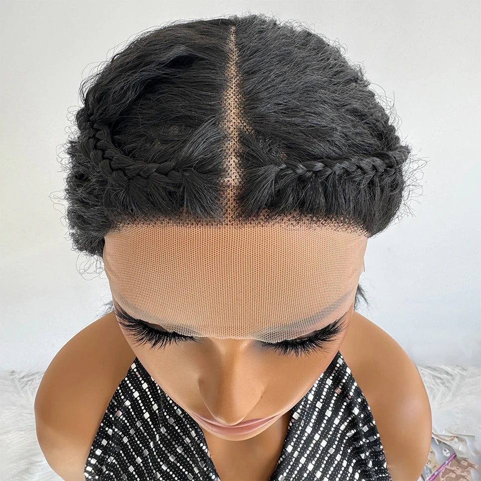 Kinky Straight Lace Front Wig T-Part 28Inch Synthetic 13x5x1 Long Lace Wigs Afro Yaki Straight Wigs Ombre Brown For Black Women
