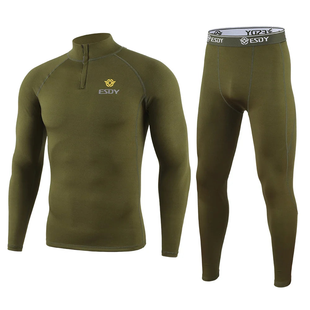 New Outdoor Sports Underwear Camo Training Long-Seeved Tops + Pants Suit Fitness Camping Army Hiking Hunting Underwear Clothes