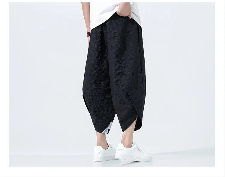 Summer Shorts Men Japanese Style Retro Comfortable Breathable Beach Pants Men Elastic Waistband Thin Loose Harun Casual Trousers