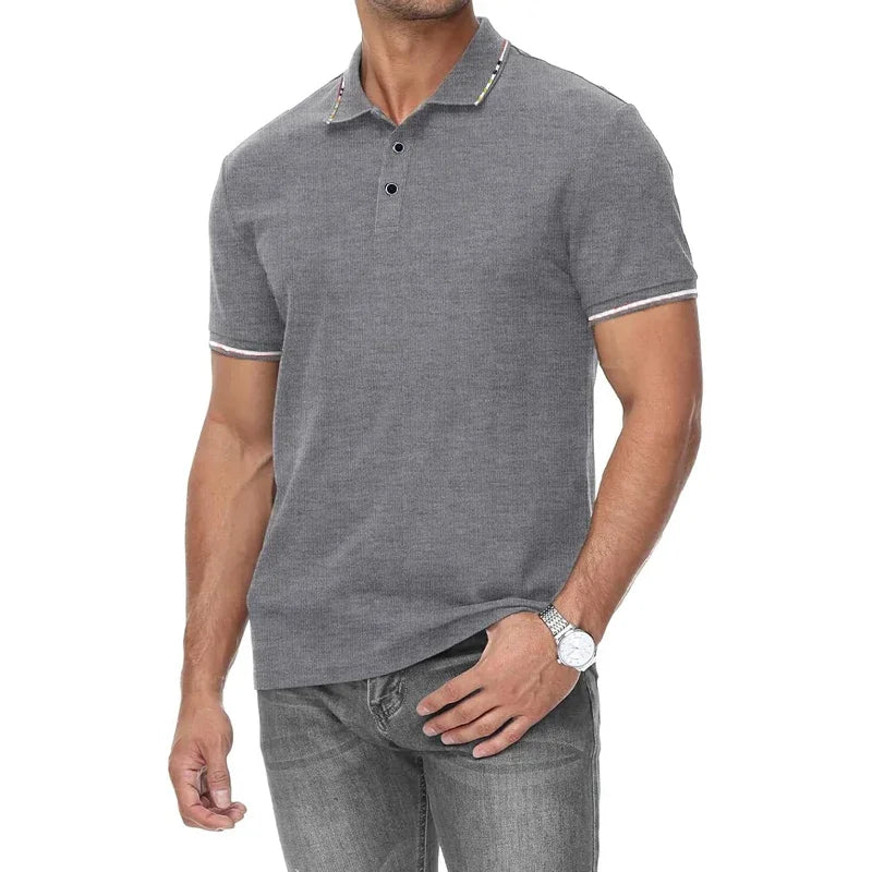 New Men's Short Sleeve Polo Shirt Summer Male Contrast Oversized T Shirt Breathable Shirts Lightweight Streetwear Gym Tops