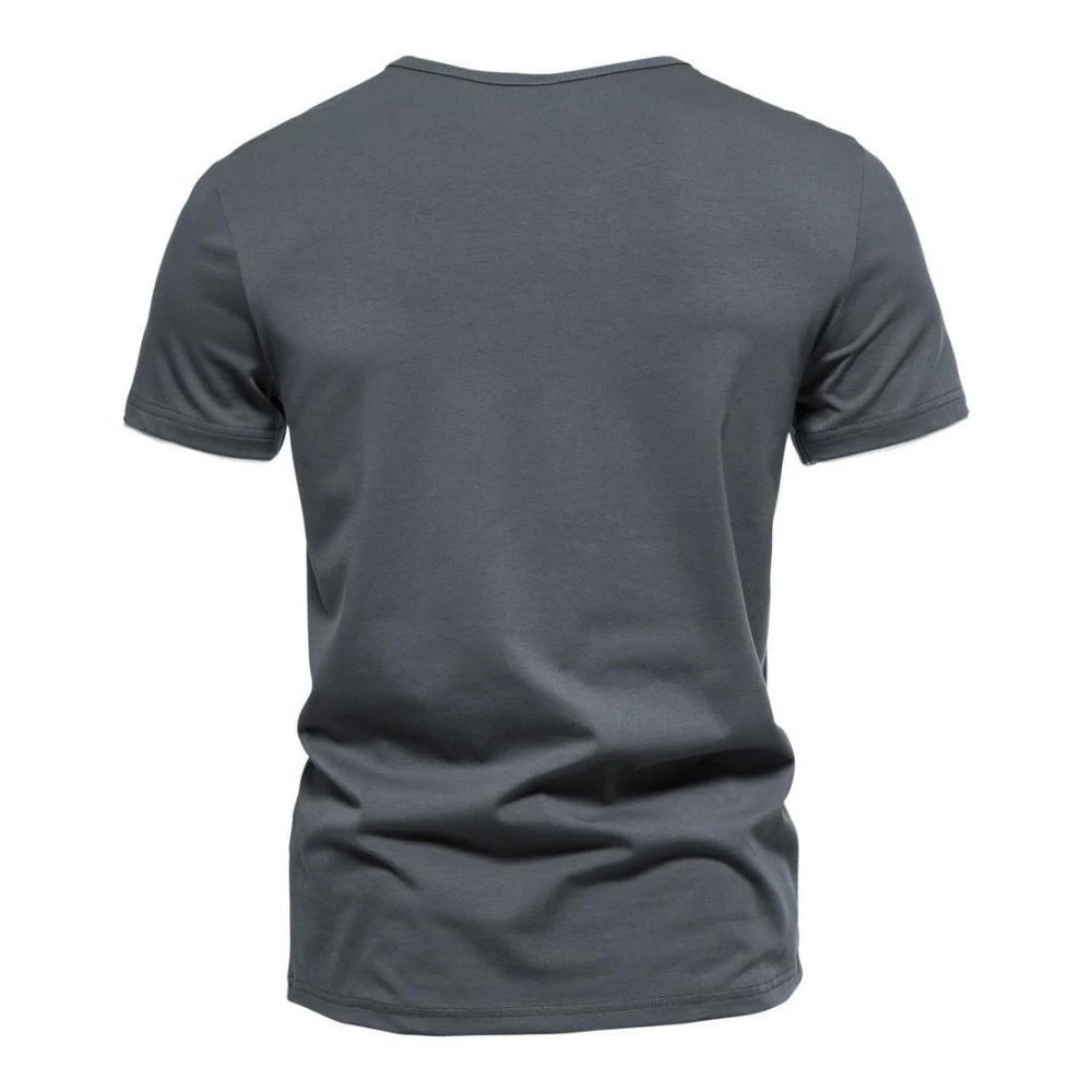 Mens Short Sleeve Henley Shirt Casual Summer V Neck T-Shirt Casual Slim Fit Basic Solid Color Loose Fitness Sport Breathable Top