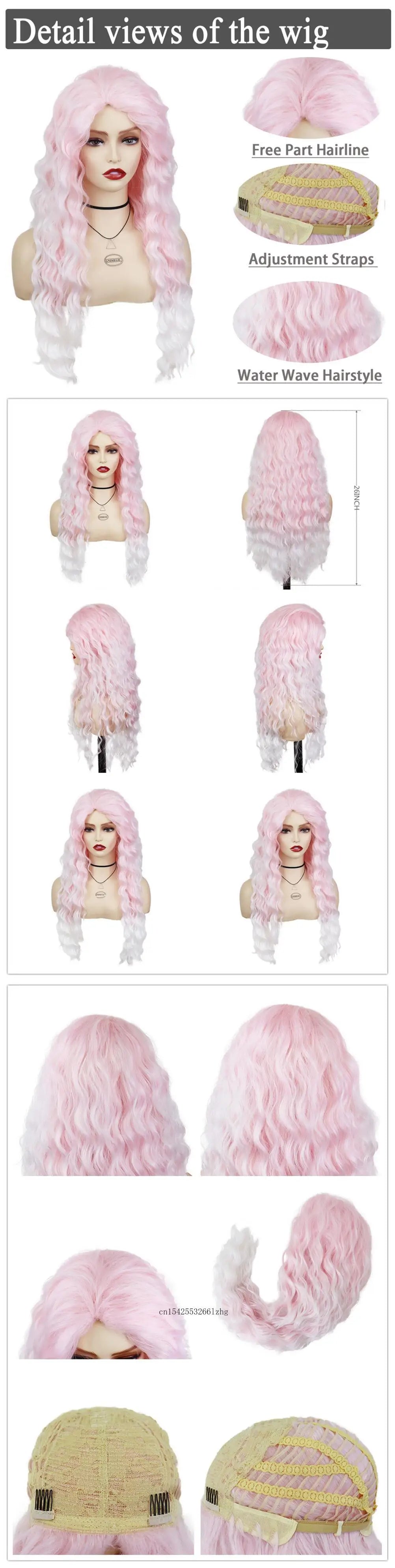 GNIMEGIL Synthetic Grey Hair Long Water Wave Wigs for Women Natural Fluffy Curly Wave Wig Cosplay Halloween Party Heat Resistant