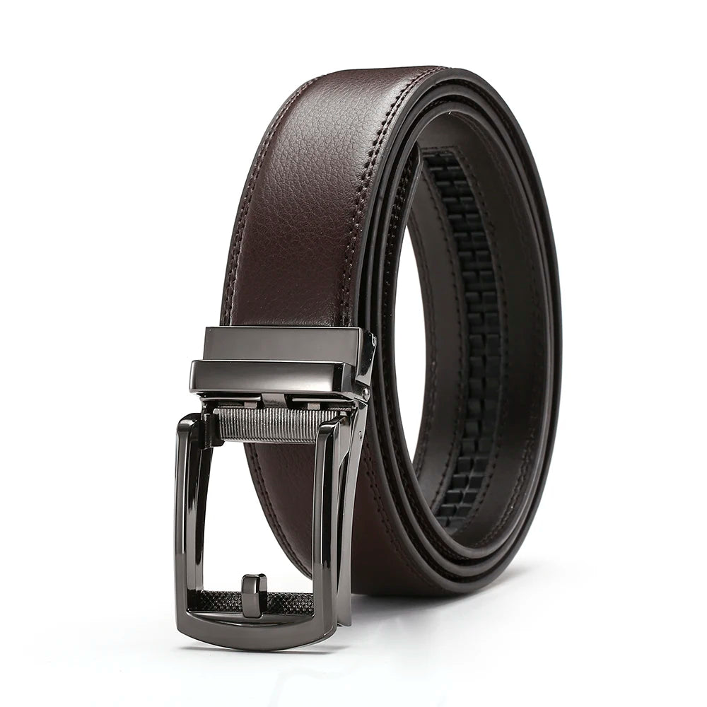 Men's Leather Belts Fashion Automatic Buckle Cowskin Male Belts Luxury Designer Black Brown 3.5cm
