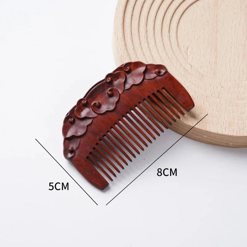 Portable Mini Ebony Wood Comb Chinese Style Carved Travel Souvenir Popular Hairdressing Professional Comb Made in China