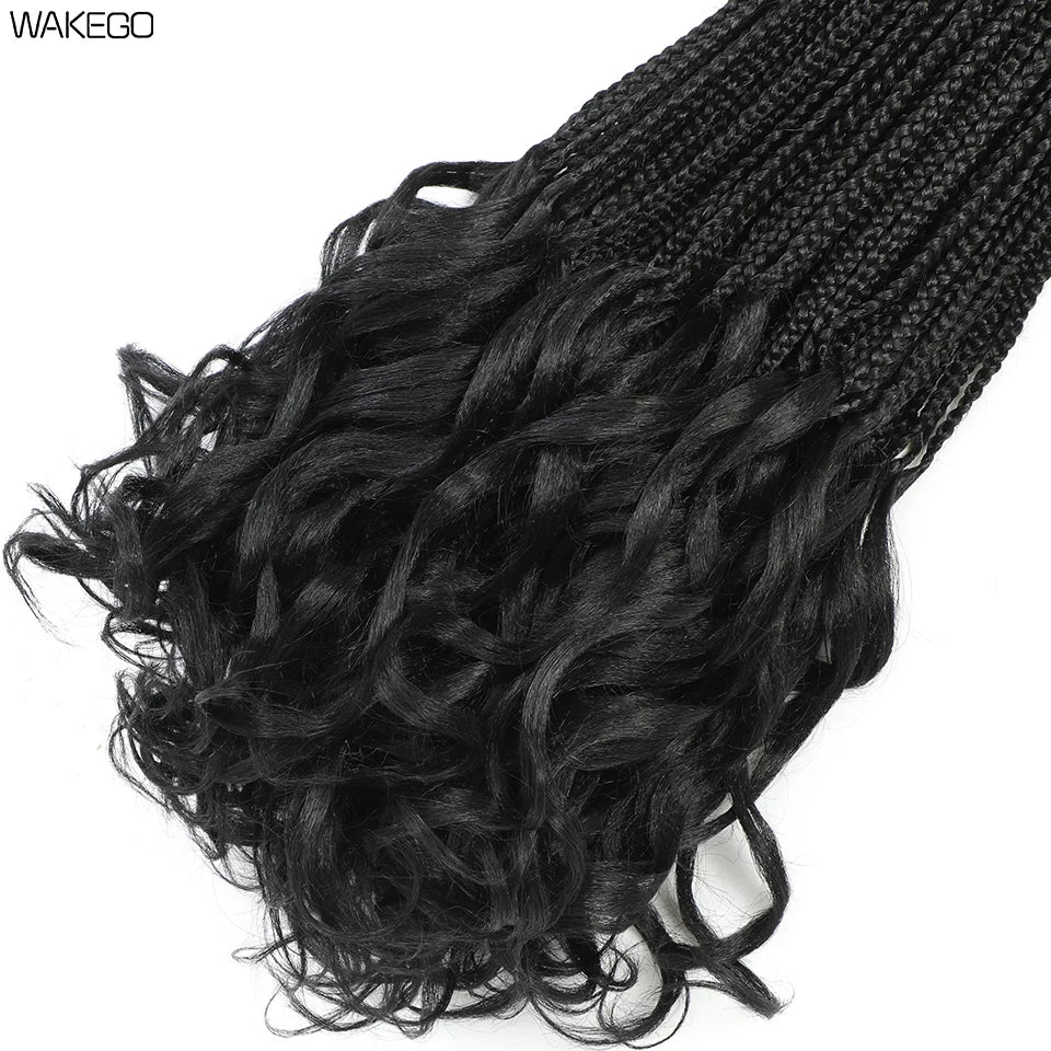 24 18 14 Inches French Curly Crochet Braids New Goddess Box Braids Bouncy French Curl Braid Hair Crochet Synthetic Braiding Hair