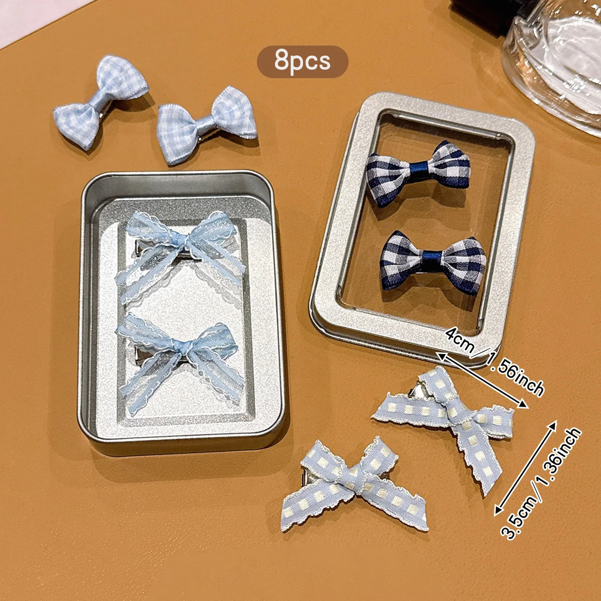 8 blue bow hair clips, sweet headband clips