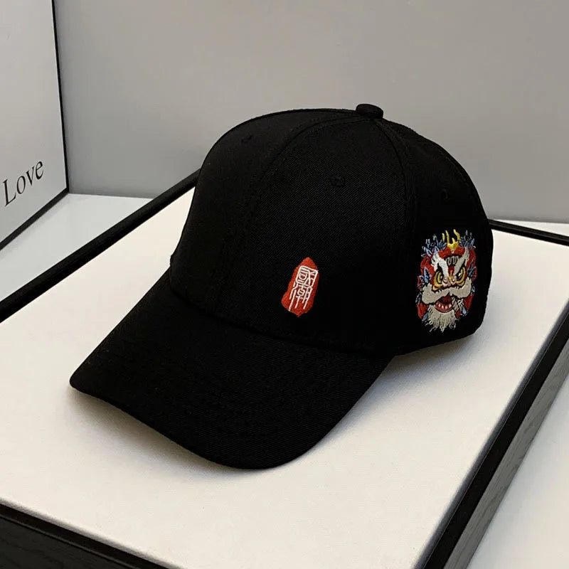 2022 New Chinese Style Spring Autumn Cap Women Tide Lion Embroidery Baseball Hat Hip-hop Men Casua All-match Casquette Gorras