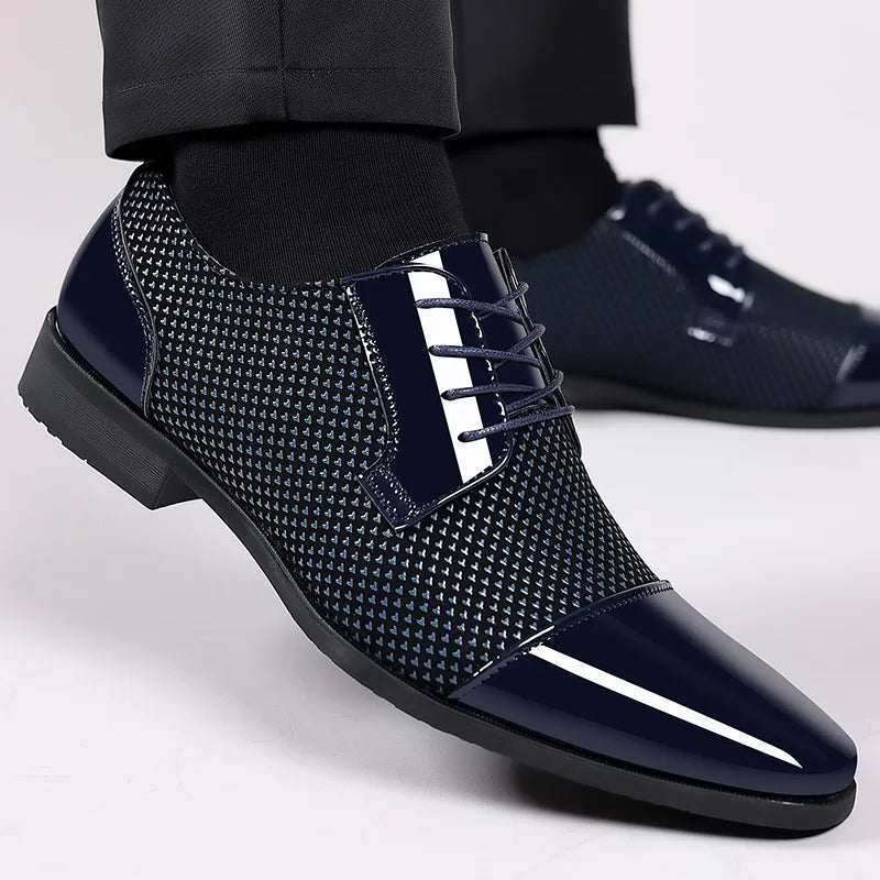 Patent Leather Men's Dress Shoes Slip on Mens Casual Oxford Shoe Brand Moccasin Glitter Male Footwear Pointed Toe Shoes for Men