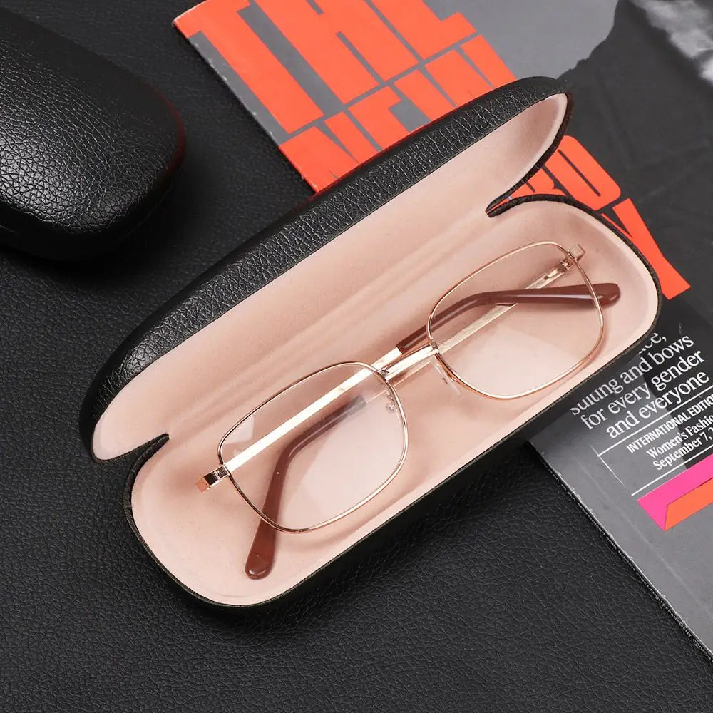 Unisex Waterproof PU Leather Litchi Grain Black Spectacle Cases Glasses Box Hard Frame Eyeglass Cases Eyewear Protector
