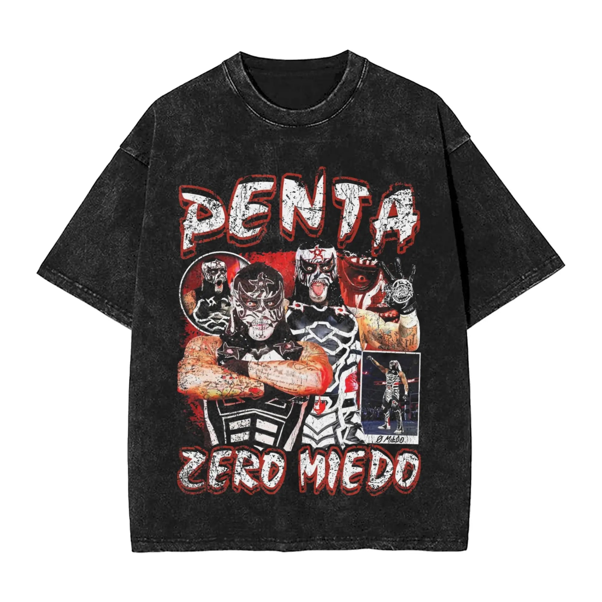 Harajuku Washed Shirts Penta wrestler wrestling Outfit Vintage T-Shirts Oversize  Streetwear Short Sleeve Summer Tee Shirt