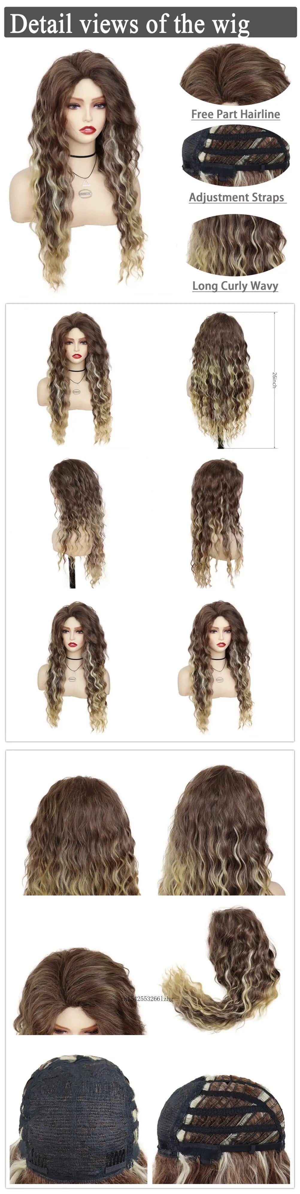 GNIMEGIL Synthetic Grey Hair Long Water Wave Wigs for Women Natural Fluffy Curly Wave Wig Cosplay Halloween Party Heat Resistant