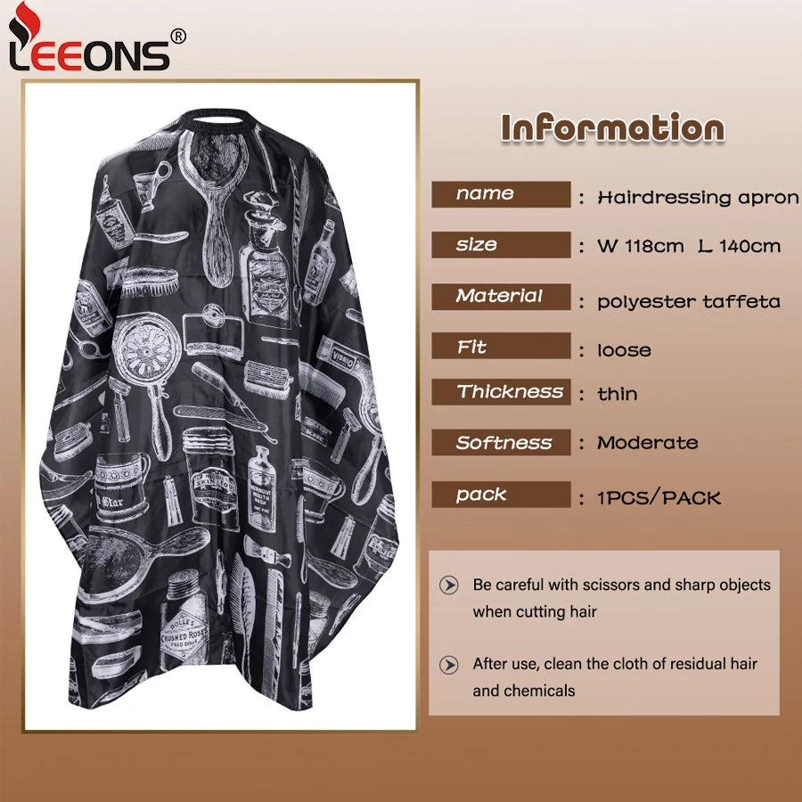 Leeons Barber Cape With Adjustable Snap Closure Waterproof Hair Cutting Salon Cape For Unisex Salon Gown Apron For Hairstylists
