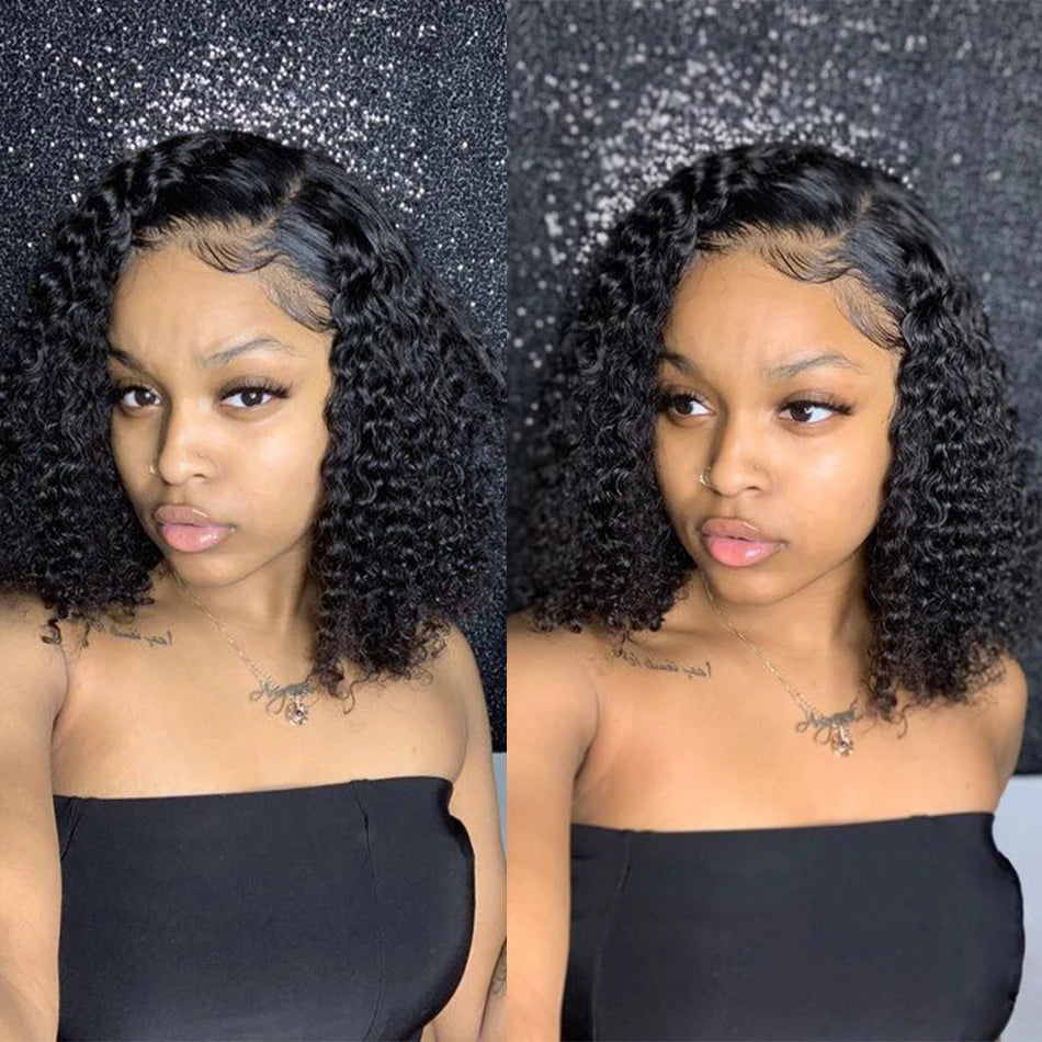 Glueless Wig Kinky Curly Lace Front Human Hair Wigs Ready To Wear And Go Wet and Wavy Wigs Water Wave Human Hair Wig For Women