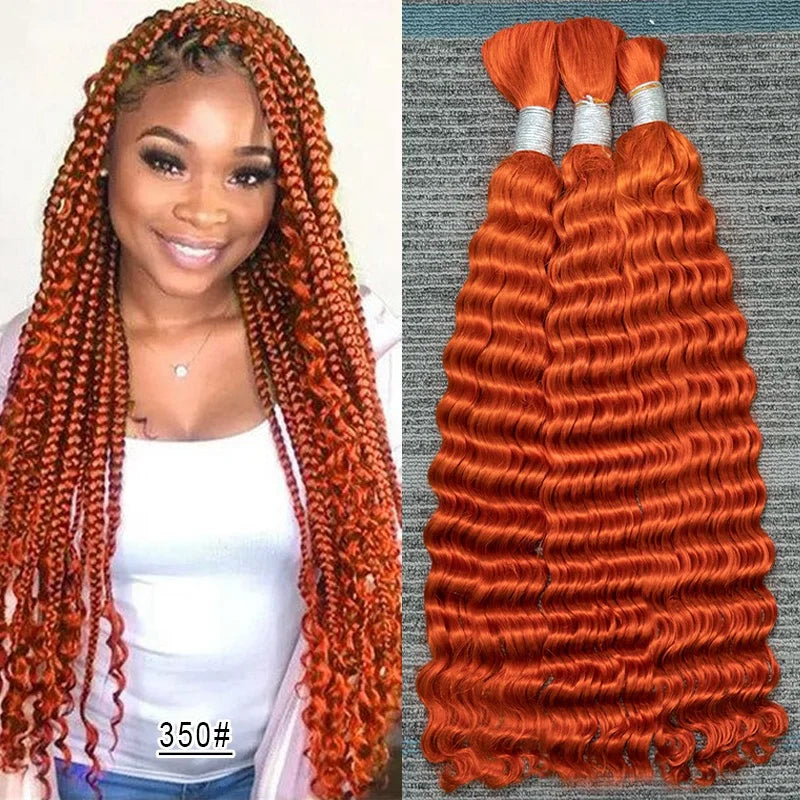 Wholesale Red Deep Wave Hair Bulk for Boho Braids 100% Human Hair Extensions No Weft Blonde Red Curly 613 Vietnamese Hair 30inch