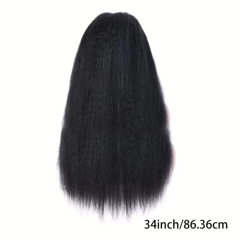 FRIZIRA kinky Straight V Part Brazilian Virgin Human Hair Wigs Glueless Upgrade U Part Wig Glueless V Shape Wig Natural Black