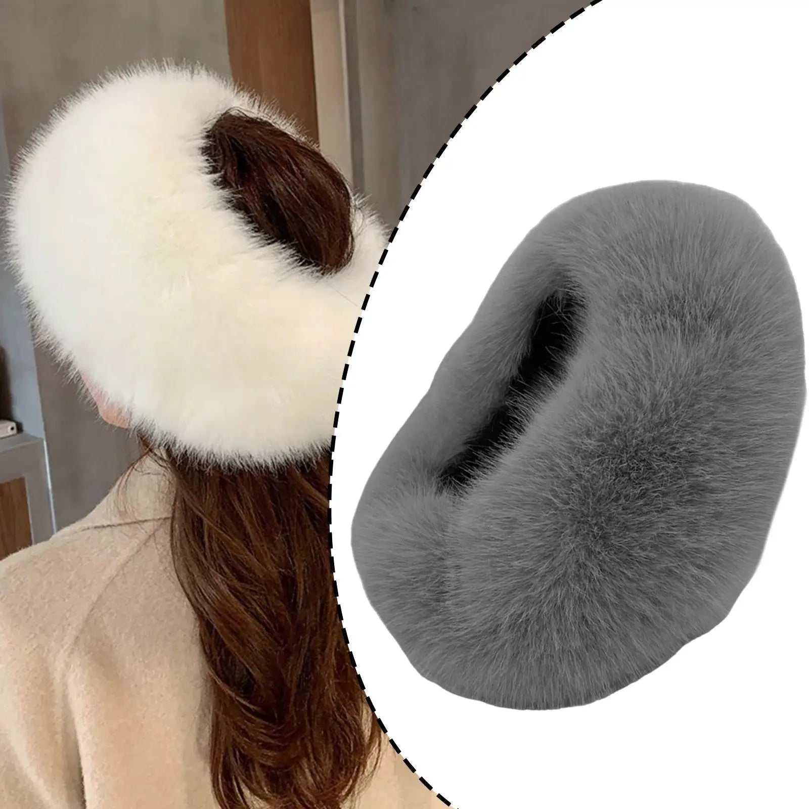 Faux Fur Headband for Women, Trendy Ear Protection Ski Hat, Earwarmer Earmuff for Daily Wear Outdoor Sport Camping